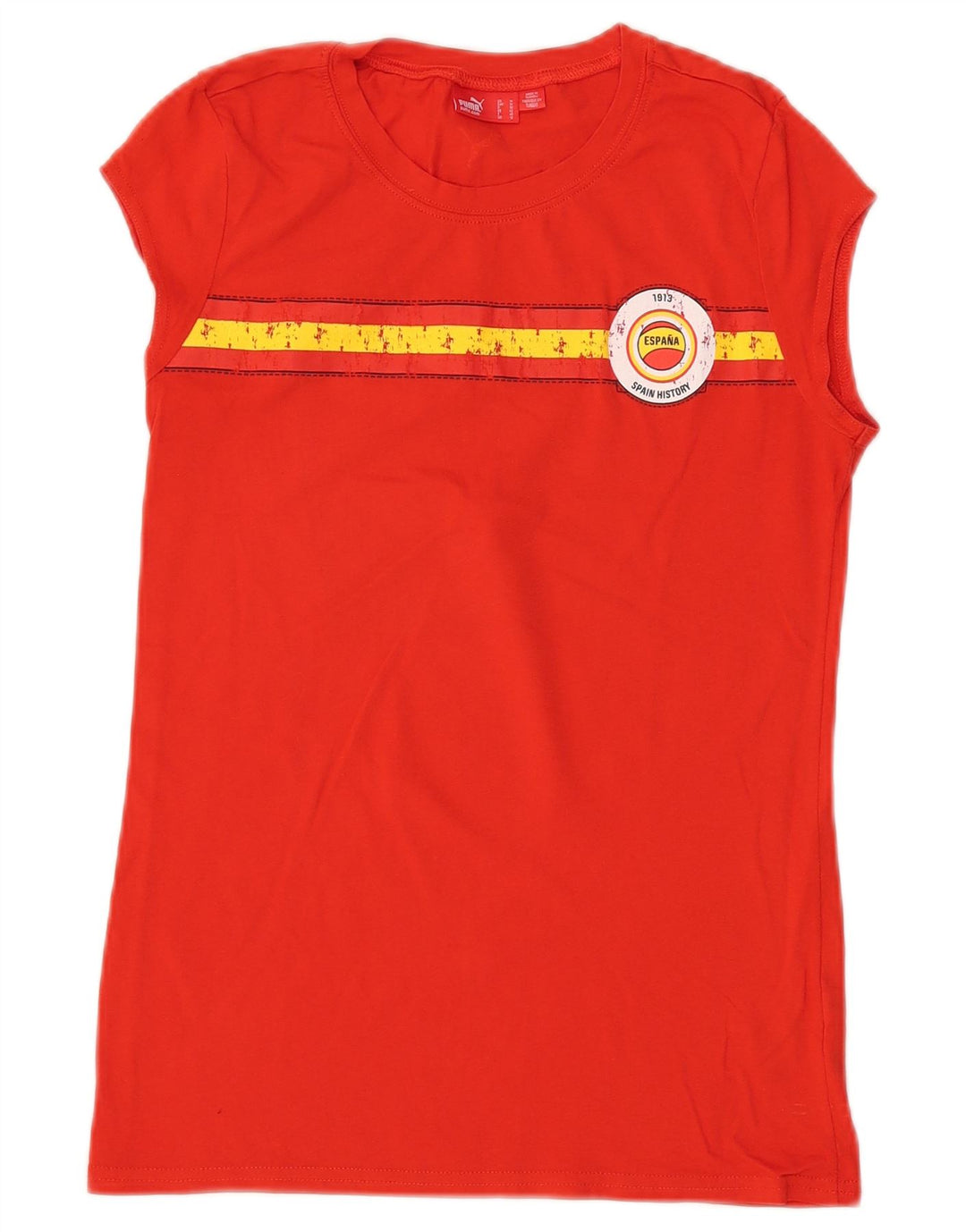 PUMA Womens Espana Graphic T-Shirt Top UK 12 Medium Red Cotton