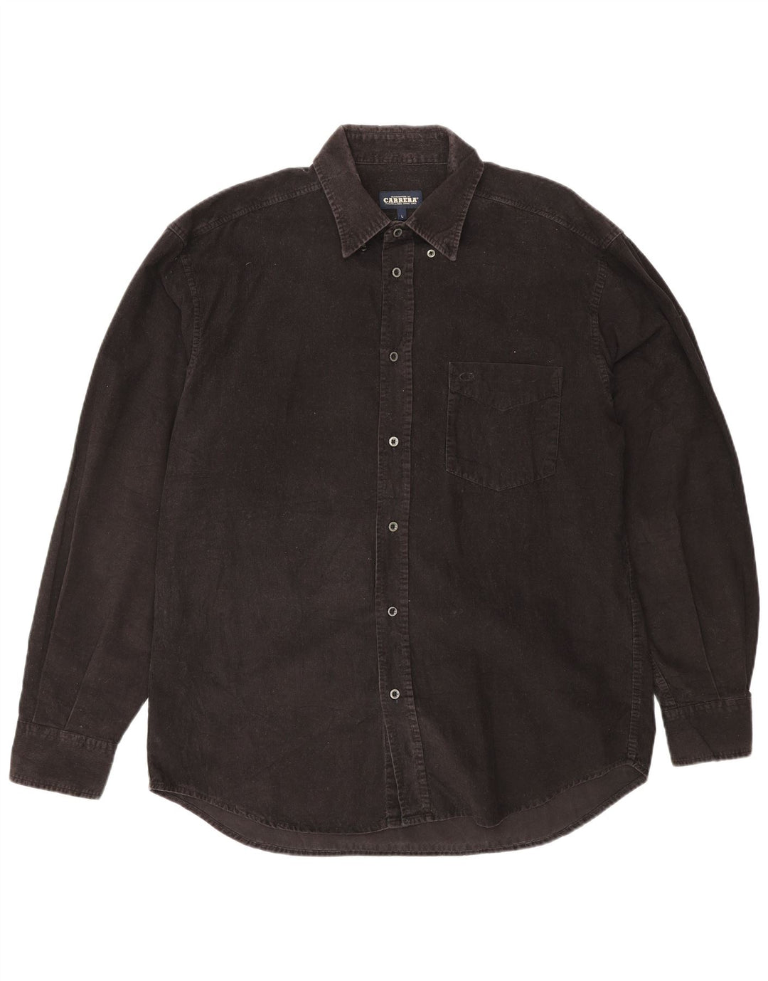 CARRERA Mens Corduroy Shirt Large Black Cotton