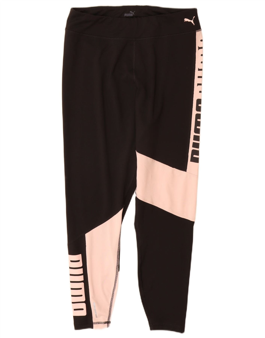 PUMA Womens Crop Graphic Leggings UK 14 Large  Black Colourblock