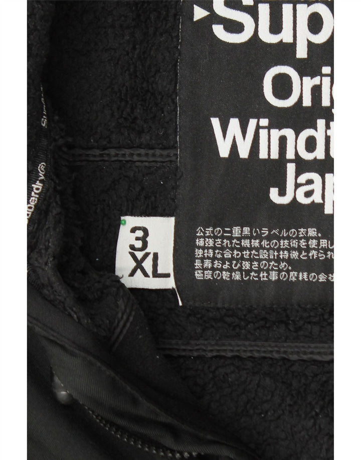 SUPERDRY Mens Windtrekker Windbreaker Jacket UK 46 3XL Black Polyester