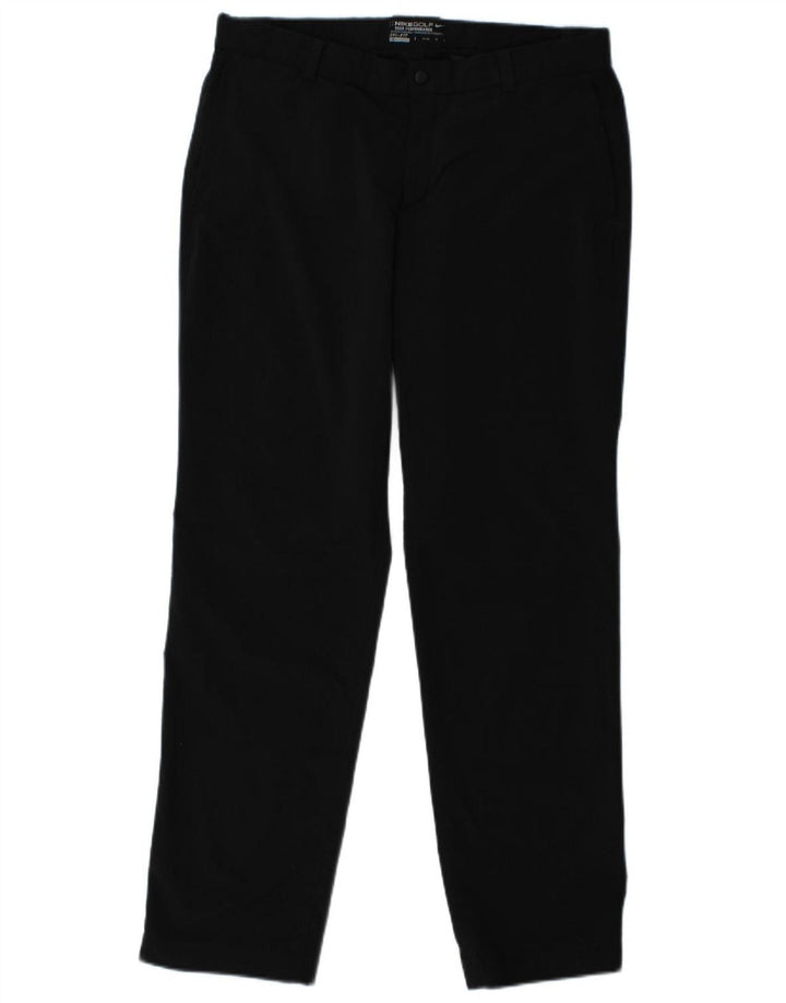 NIKE Mens Dri Fit Straight Chino Trousers W33 L32 Black Polyester