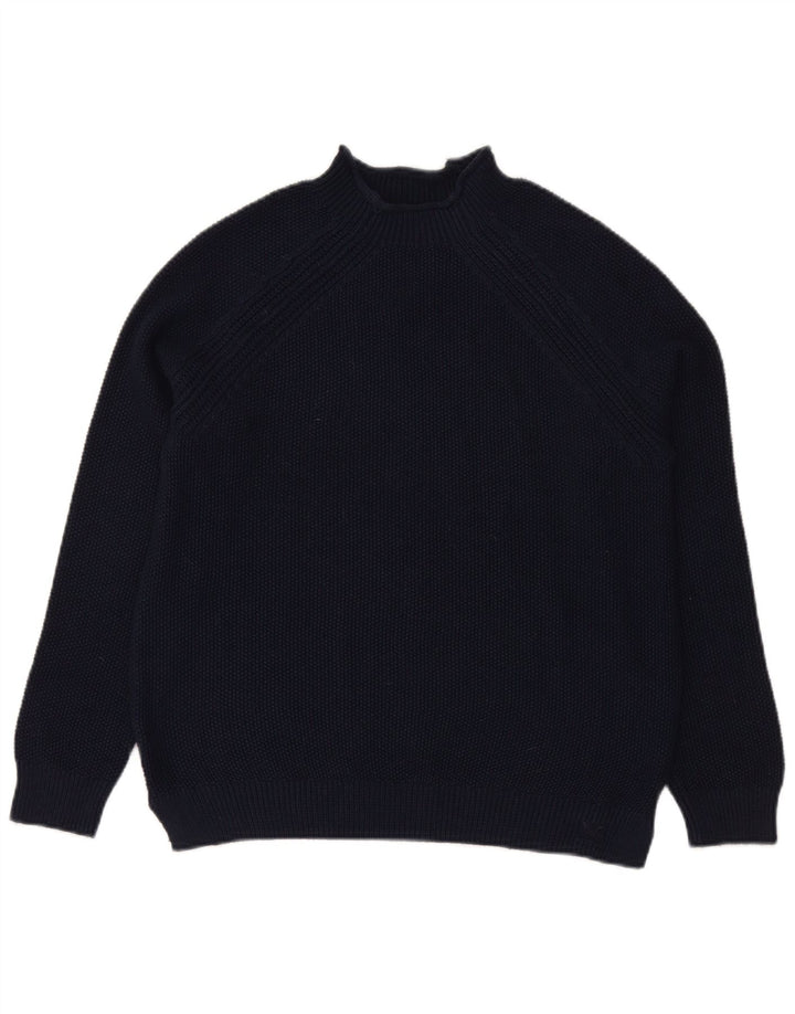 CREW CLOTHING Womens Turtle Neck Jumper Sweater UK 12 Medium Navy Blue