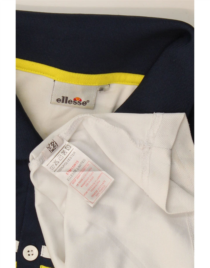 ELLESSE Mens Polo Shirt Large White Colourblock Polyester
