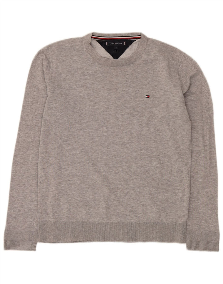 Tommy Hilfiger Mens Crew Neck Jumper Sweater Medium Grey Cotton