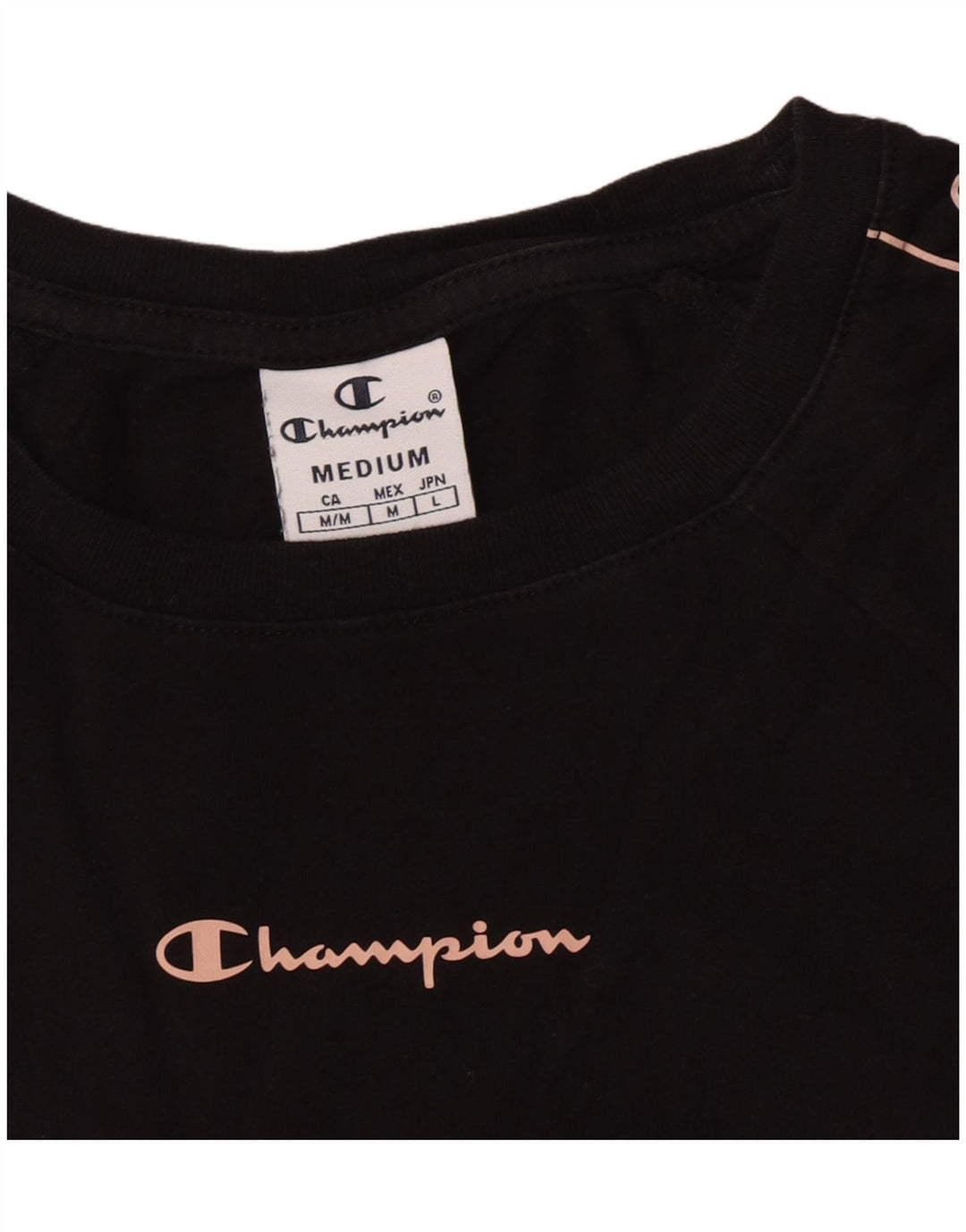 Champion Womens Graphic Top Long Sleeve UK 12 Medium Black