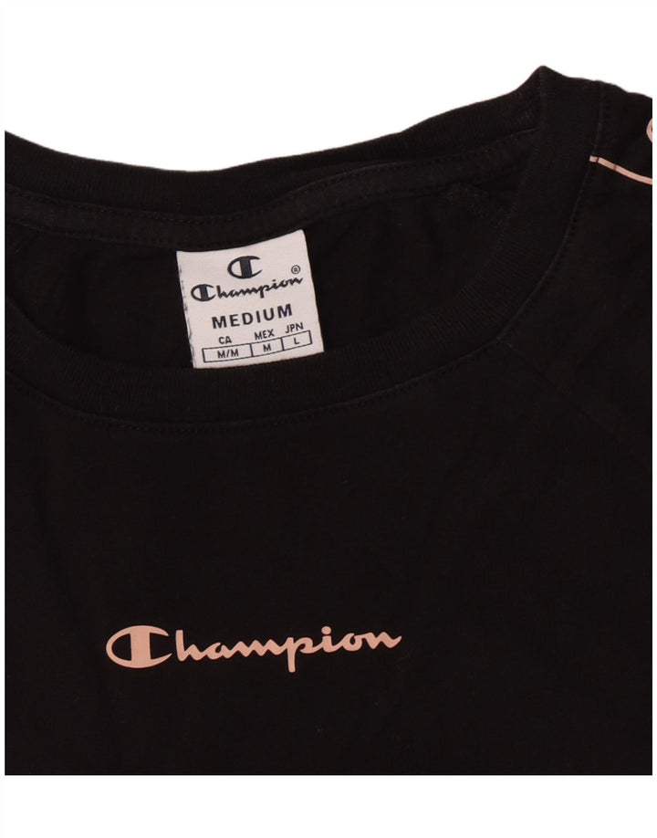 Champion Womens Graphic Top Long Sleeve UK 12 Medium Black