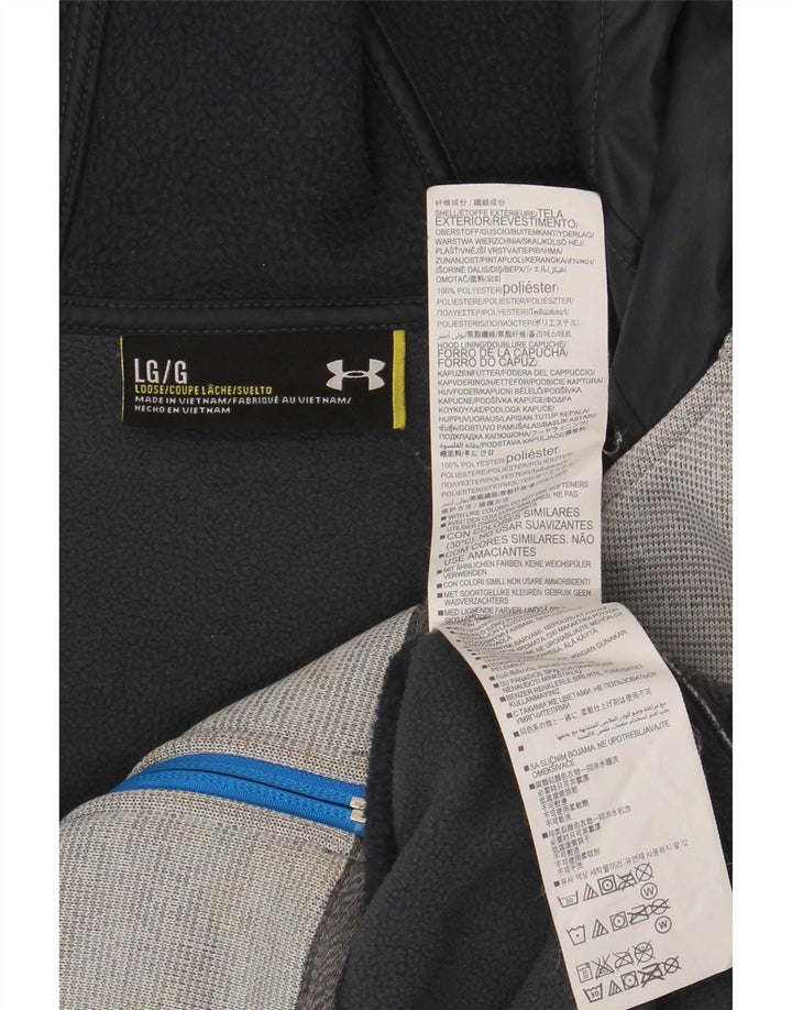 Under Armour Mens Zip Hoodie Sweater Large Grey Colourblock Polyester