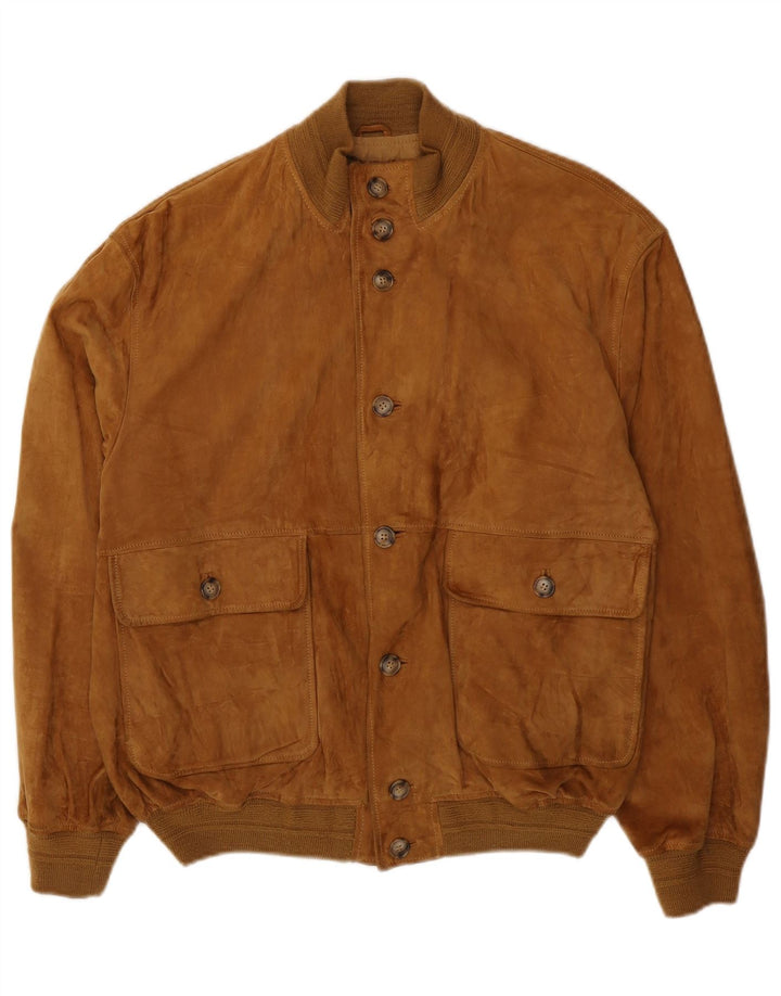Vintage Mens Suede Bomber Jacket UK 42 XL Brown