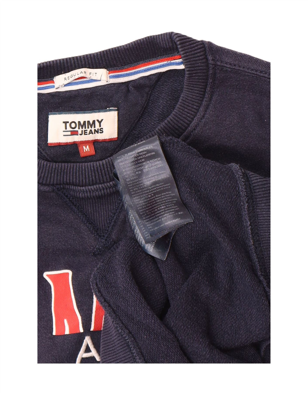 TOMMY HILFIGER Mens Graphic Regular Fit Sweatshirt Jumper Medium Navy Blue