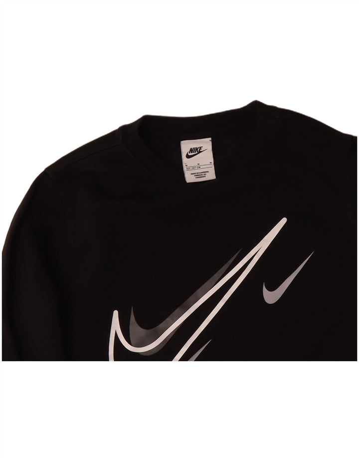 NIKE Boys Graphic Sweatshirt Jumper 10-11 Years Medium Black Cotton