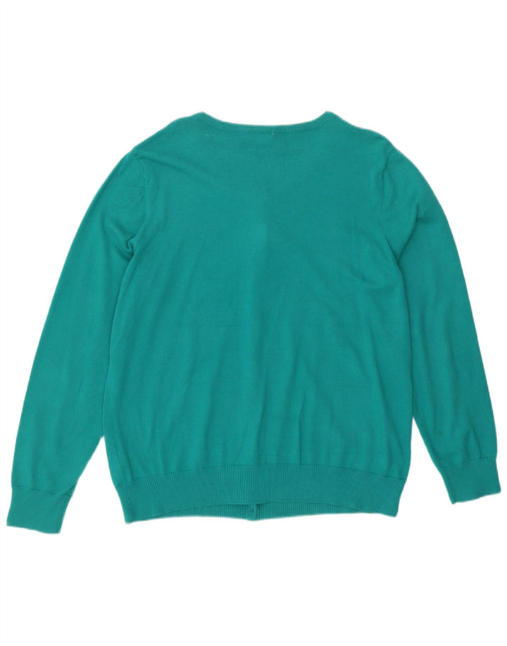 L.L.BEAN Womens Cardigan Sweater UK 18 XL Turquoise Cotton