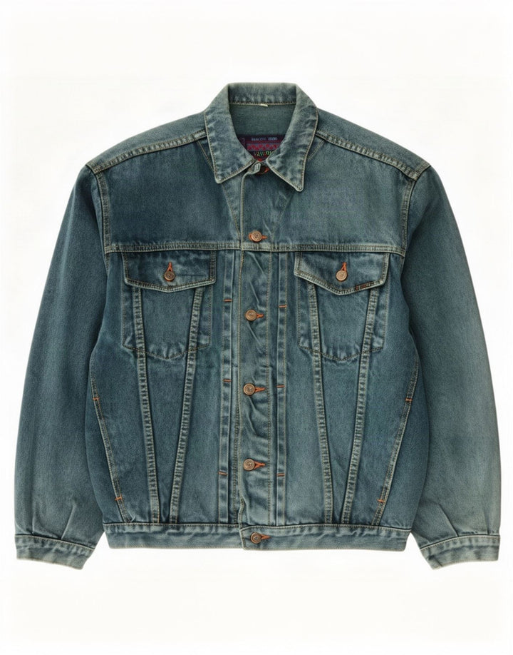 Vintage Mens Denim Jacket UK 40 Large Green Cotton