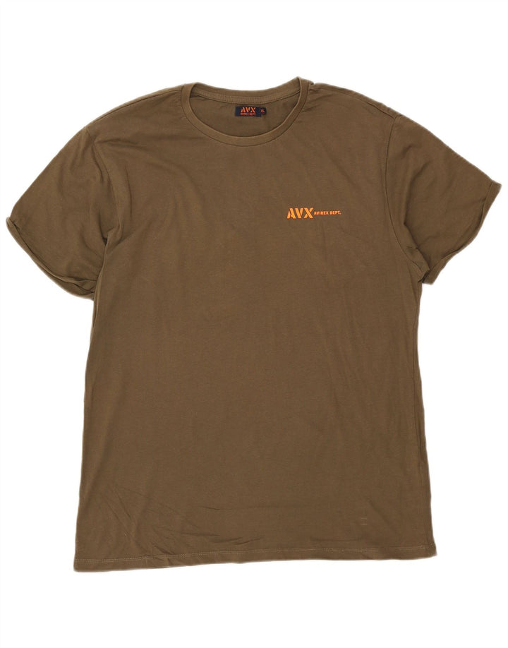 Avirex Mens T-Shirt Top XL Green Cotton