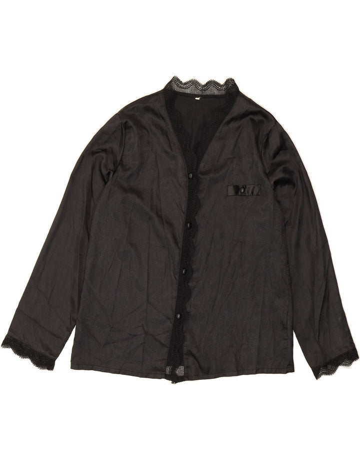VINTAGE Womens Shirt Blouse UK 14 Medium Black Polyester Vintage Vintage and Second-Hand Vintage from Messina Hembry 