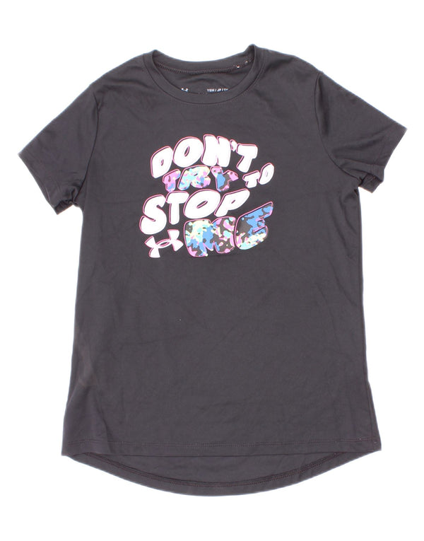 Under Armour Boys Graphic T-Shirt Top 7-8 Years Small Grey Polyester