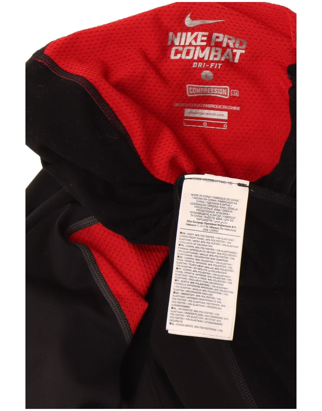 Nike Mens Compression Top Long Sleeve Large Black Colourblock Polyester