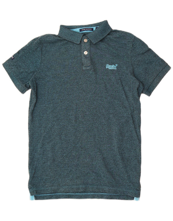 Superdry Mens Polo Shirt Medium Green Flecked Polyester