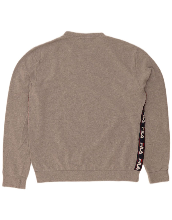 Fila Mens Graphic Sweatshirt Jumper Large Grey Colourblock Cotton