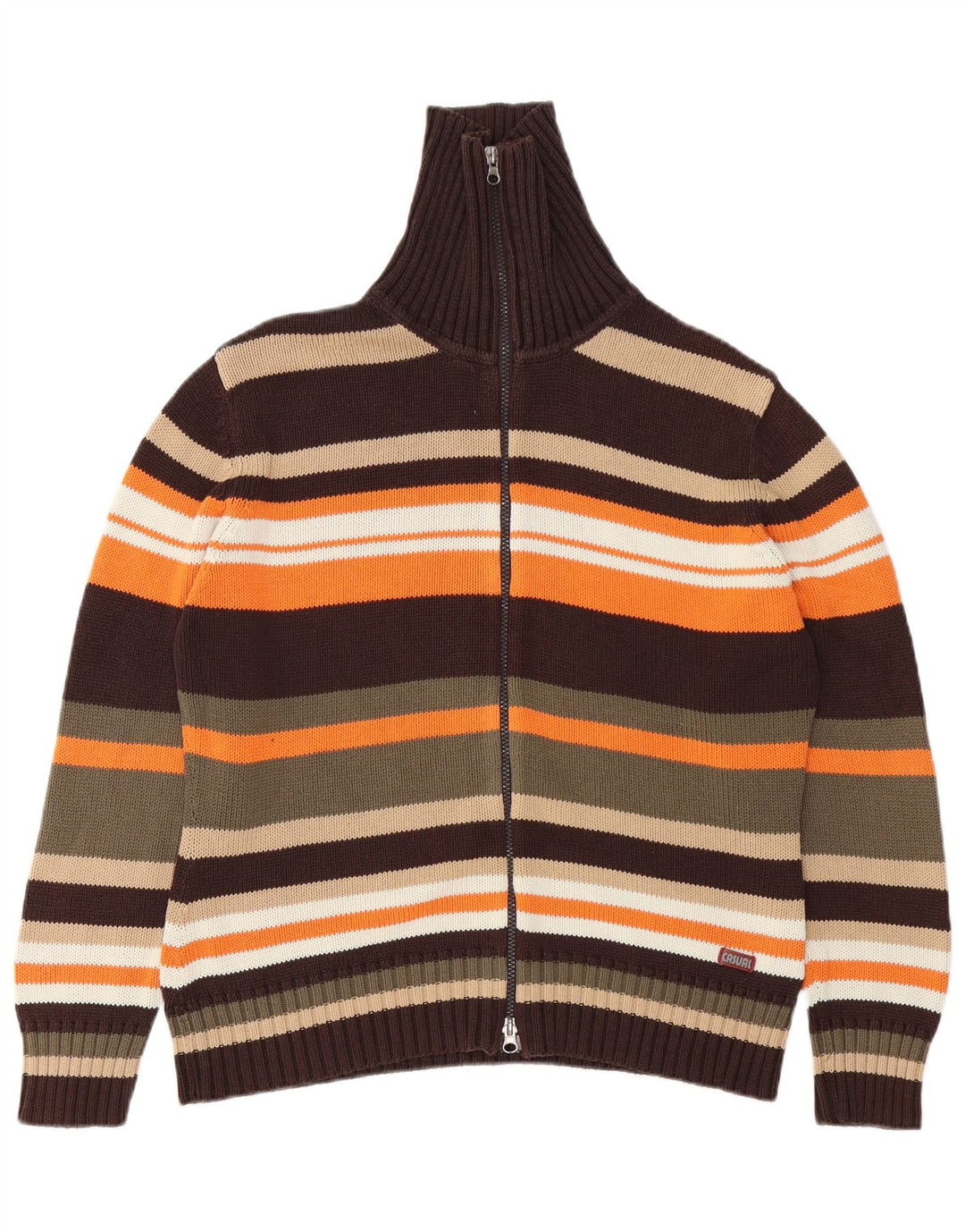 VINTAGE Womens Cardigan Sweater UK 14/16 Large Multicoloured Striped