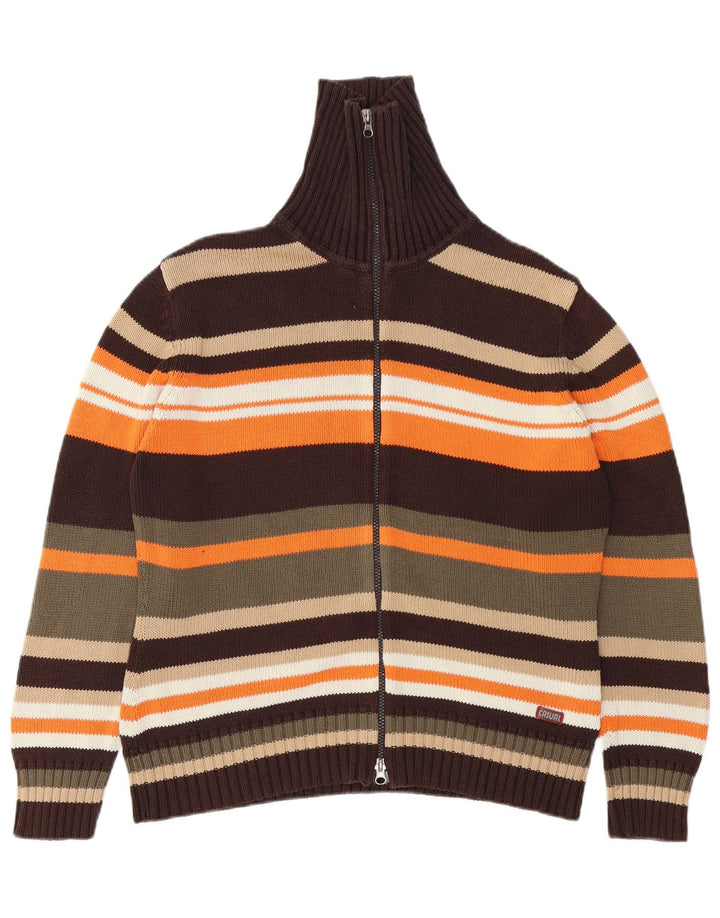 VINTAGE Womens Cardigan Sweater UK 14/16 Large Multicoloured Striped