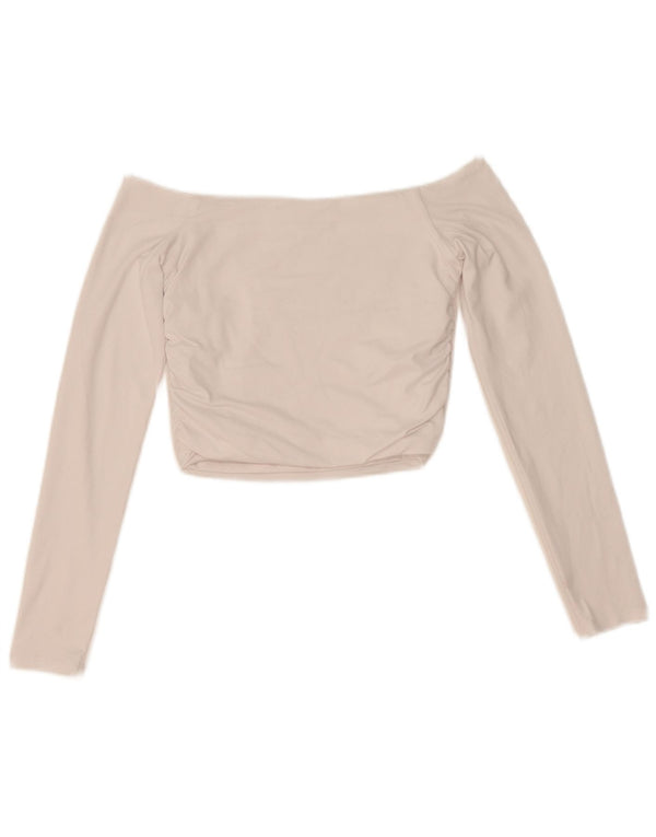 Hollister Womens Long Sleeve Crop Off Shoulder Top UK 8 Small White