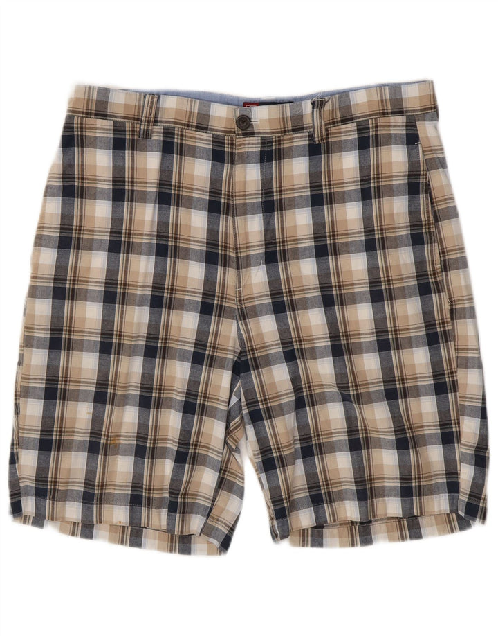 CHAPS Mens Chino Shorts W34 Large Beige Check Cotton