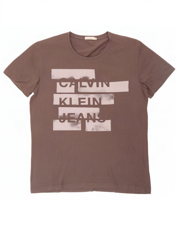 Calvin Klein Jeans Mens Graphic T-Shirt Top XL Grey