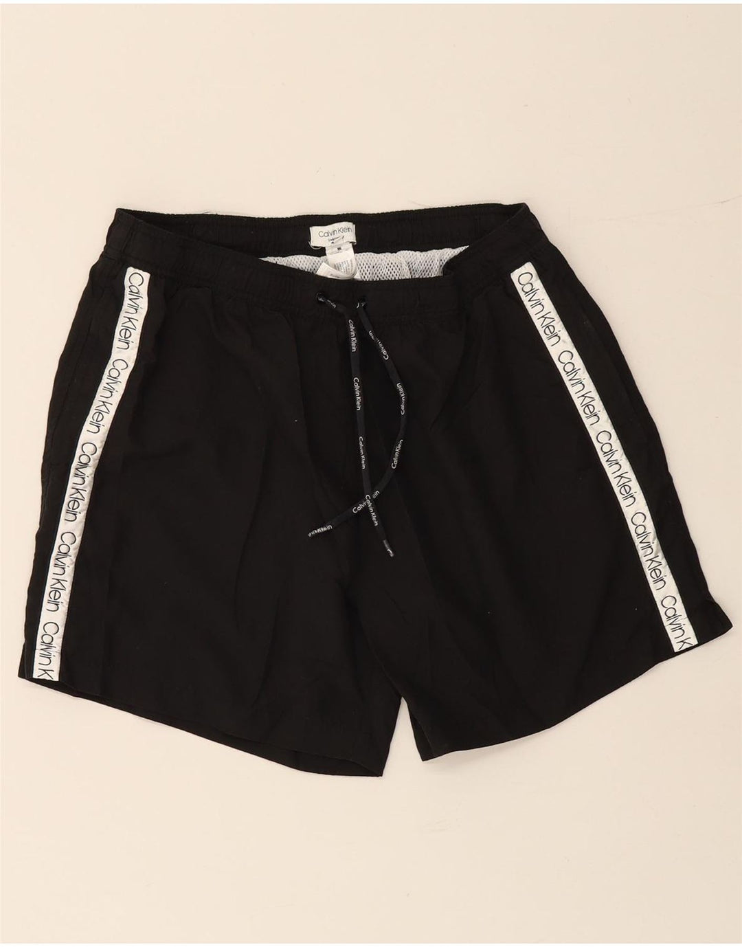 CALVIN KLEIN Mens Graphic Swimming Shorts XL  Black Colourblock Polyester