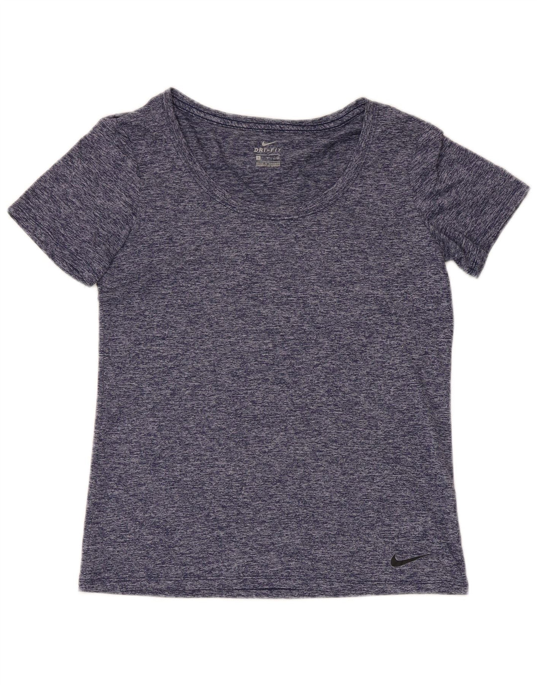 Nike Womens Dri Fit T-Shirt Top UK 10 Small Navy Blue Flecked Polyester