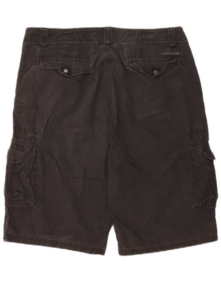 CALVIN KLEIN Mens Cargo Shorts W36 Large Black Cotton