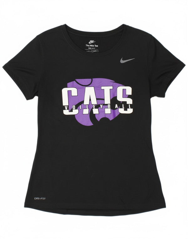 Nike Womens Cats Volleyball Graphic T-Shirt Top UK 12 Medium Black