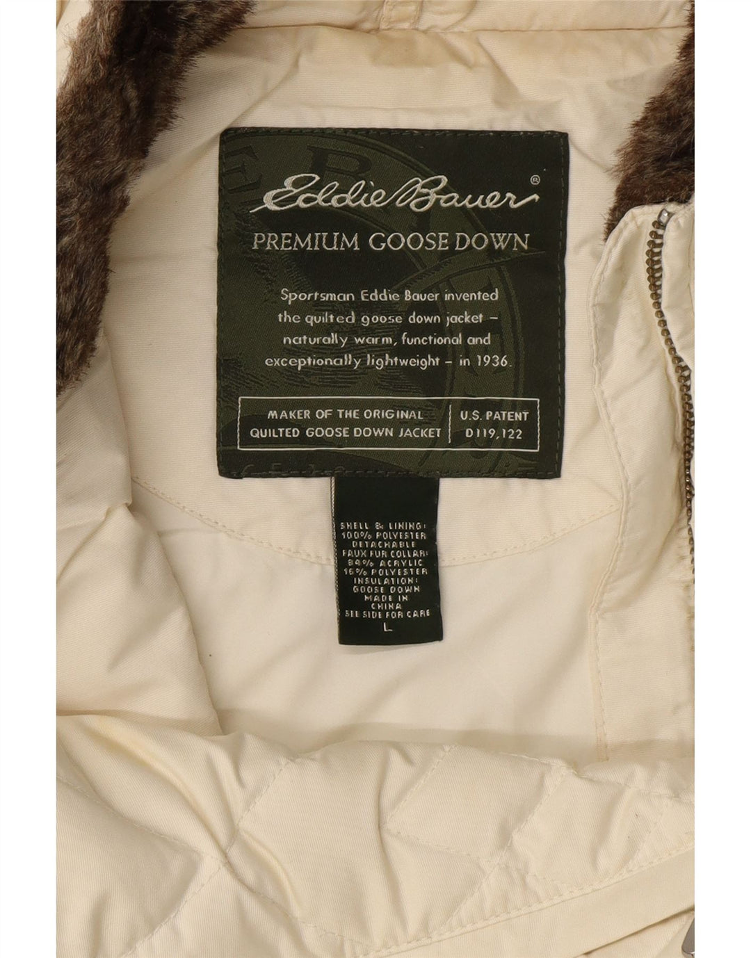 Eddie Bauer Womens Padded Gilet UK 16 Large Off White Polyester