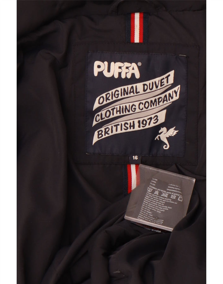 PUFFA Womens Padded Jacket UK 16 Large Black Polyester