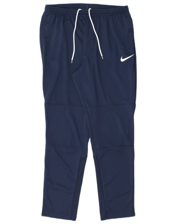 Nike Mens Dri Fit Tracksuit Trousers Large Navy Blue Polyester