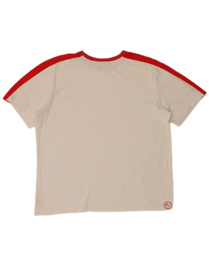 PUMA Mens Graphic T-Shirt Top XL White Colourblock Cotton