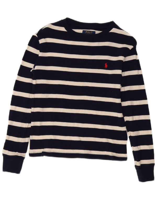 Polo Ralph Lauren Boys Top Long Sleeve 10-11 Years Medium Navy Blue Striped