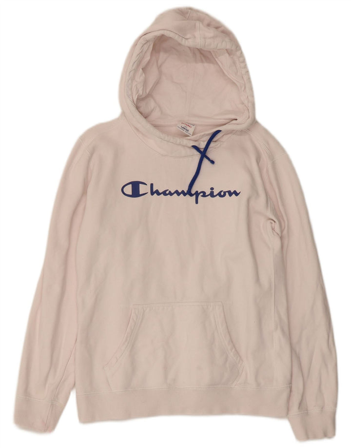 CHAMPION Girls Graphic Hoodie Jumper 11-12 Years Large White Cotton
