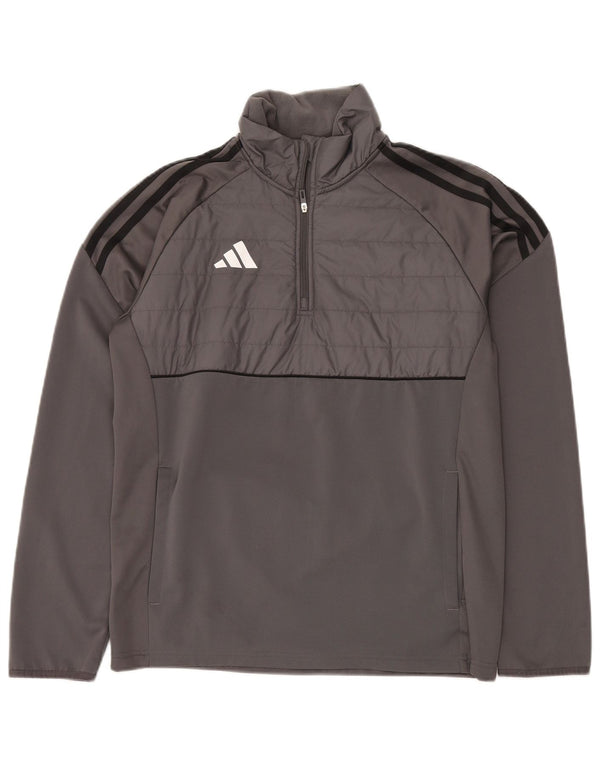 ADIDAS Mens Aeroready Zip Neck Sweatshirt Jumper Small Grey Polyester
