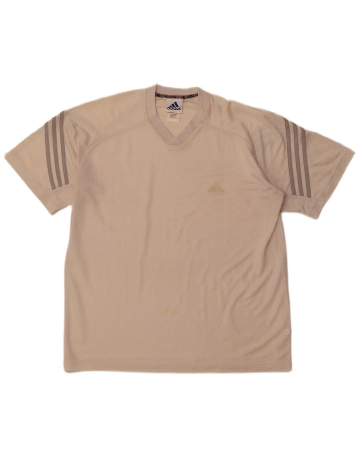 ADIDAS Mens T-Shirt Top UK 42/44 Large Beige Polyester