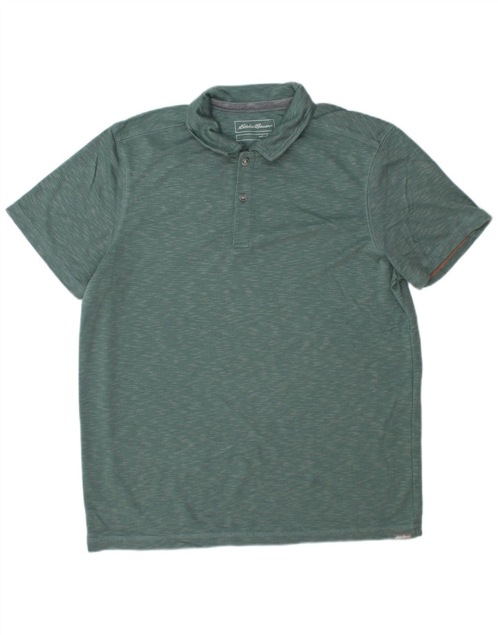 EDDIE BAUER Mens Polo Shirt Large Green Flecked Modal