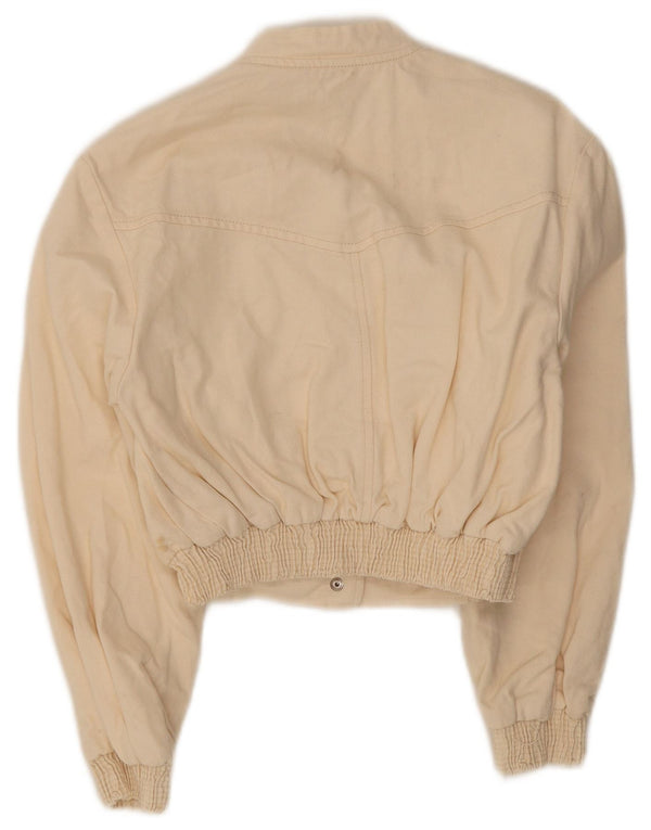 Zara Womens Crop Bomber Jacket UK 10 Small Off White