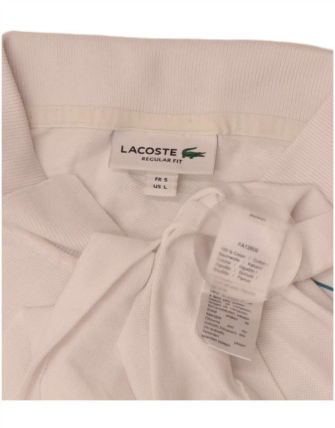 LACOSTE Mens Graphic Regular Fit Polo Shirt Size 5 Large White Cotton