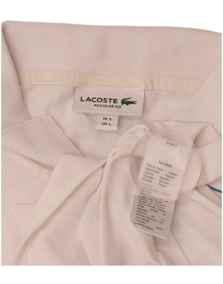 LACOSTE Mens Graphic Regular Fit Polo Shirt Size 5 Large White Cotton