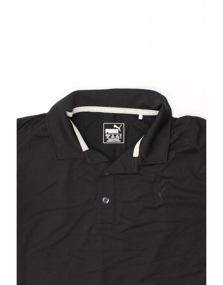 PUMA Mens Polo Shirt Medium Black Polyester Vintage Puma and Second-Hand Puma from Messina Hembry 