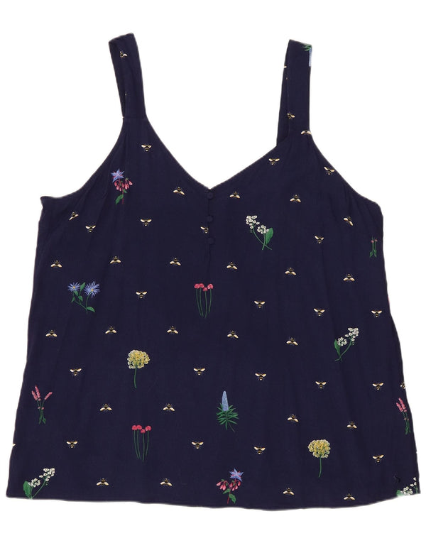 Joules Womens Abstract Pattern Cami Top UK 20 2XL Navy Blue Viscose