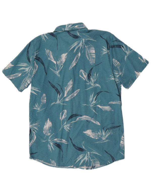 Volcom Mens Short Sleeve Shirt Medium Blue Floral Cotton
