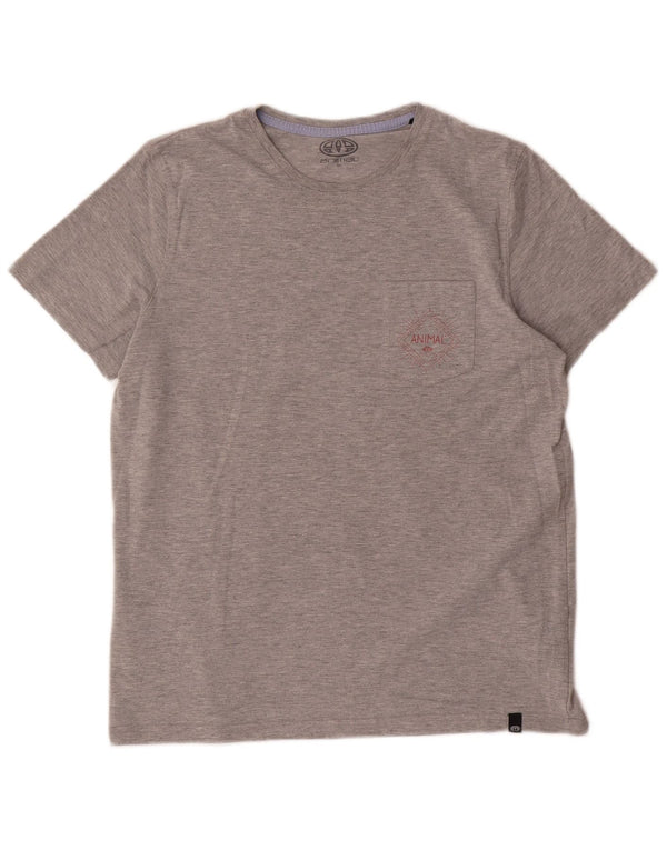 Animal Mens Graphic T-Shirt Top Medium Grey Cotton