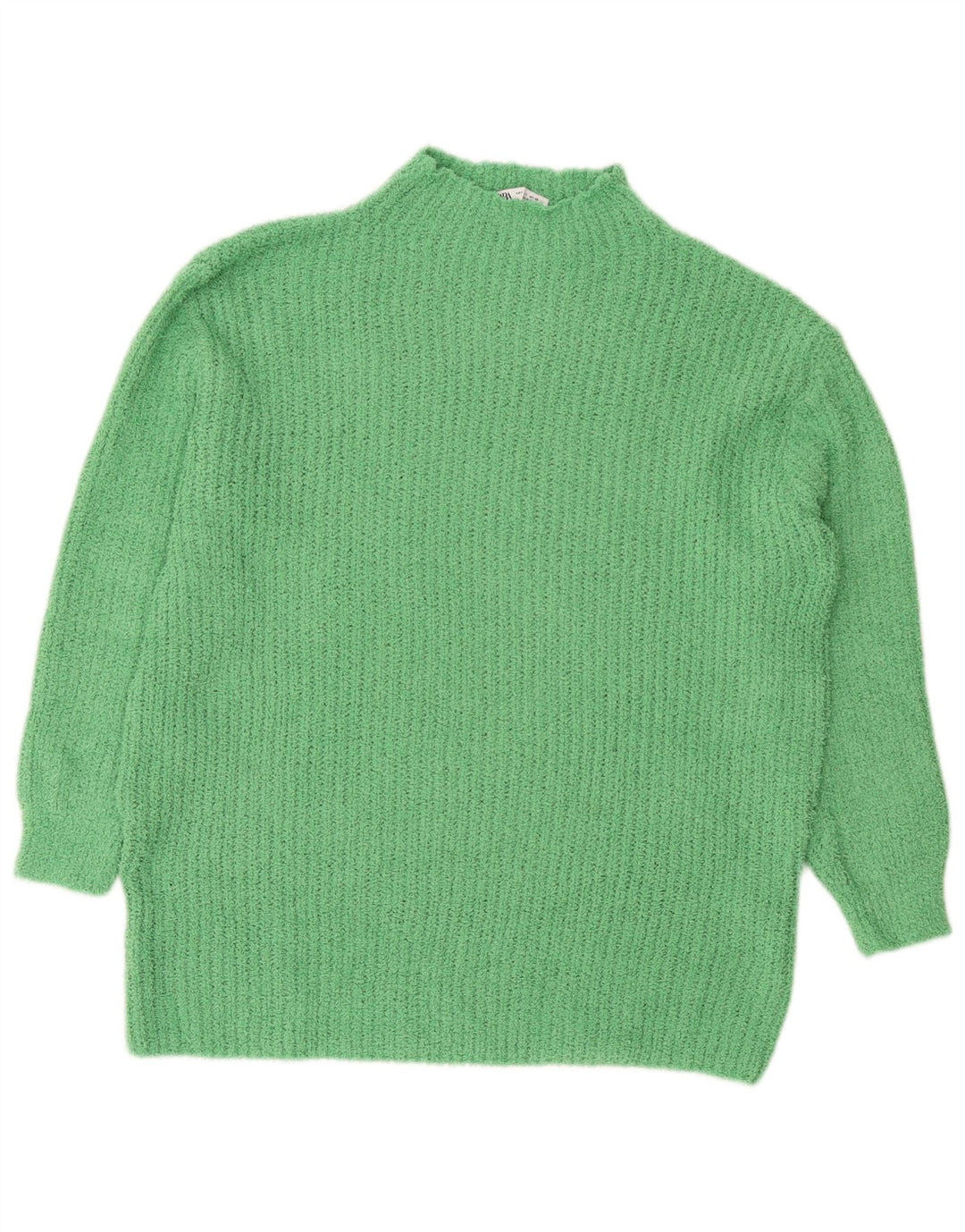 Zara Womens Turtle Neck Jumper Sweater UK 10 Small Green Polyester