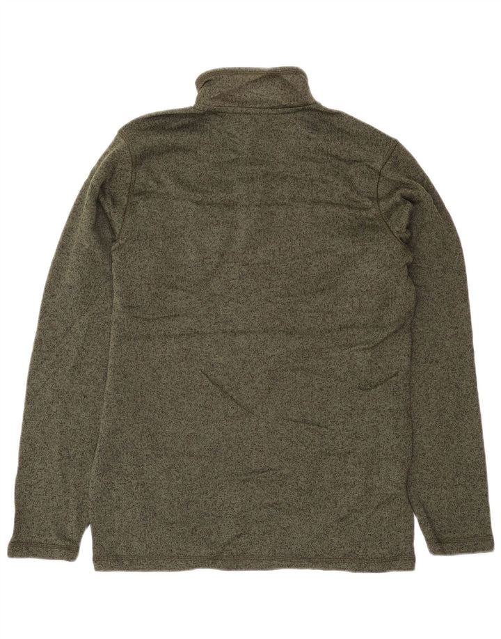 Eddie Bauer Mens Tall Button Neck Sweatshirt Jumper Medium Khaki Flecked