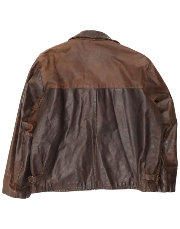 Vintage Mens Leather Jacket UK 44 2XL Brown